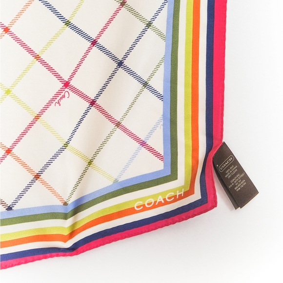 COACH Heritage Plaid Silk Scarf - Picture 2 of 5